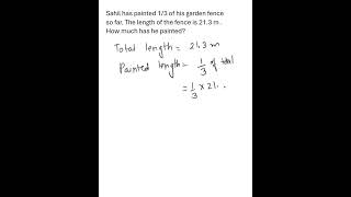 Sahil has painted 1/3 of the garden #algebraclass8 #fractions