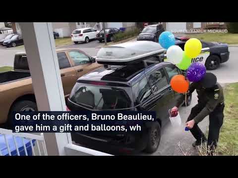 Birthday boy surprised by police officers while in lockdown