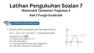 Bab 2 |Fungsi Kuadratik |Latihan Pengukuhan |Soalan 7 |KSSM Buku Teks Matematik Tambahan Tingkatan 4