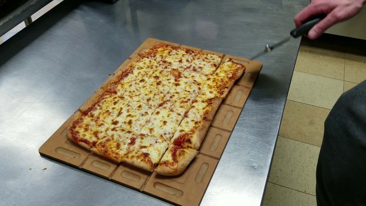 Patented Rectangle Pizza Cutting Board With Grooves Cuts Equal Slices