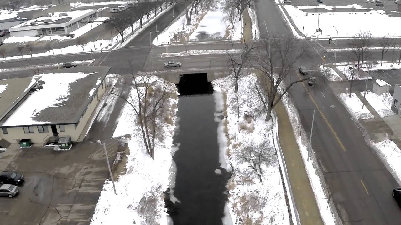 Aerial view of Wingra Creek : Feb 2015 : dronewanted.com