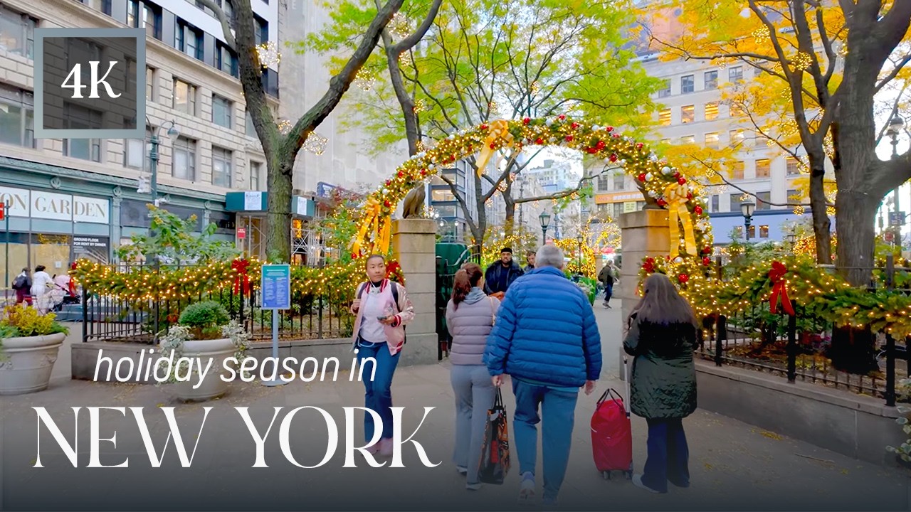 NYC Walking Tour | Broadway Holiday Season | 4K