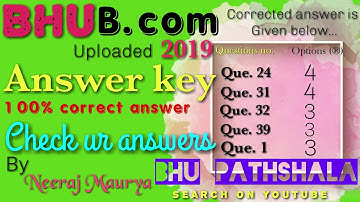BHU#B.Com Entrance exam 2019 Answer key
