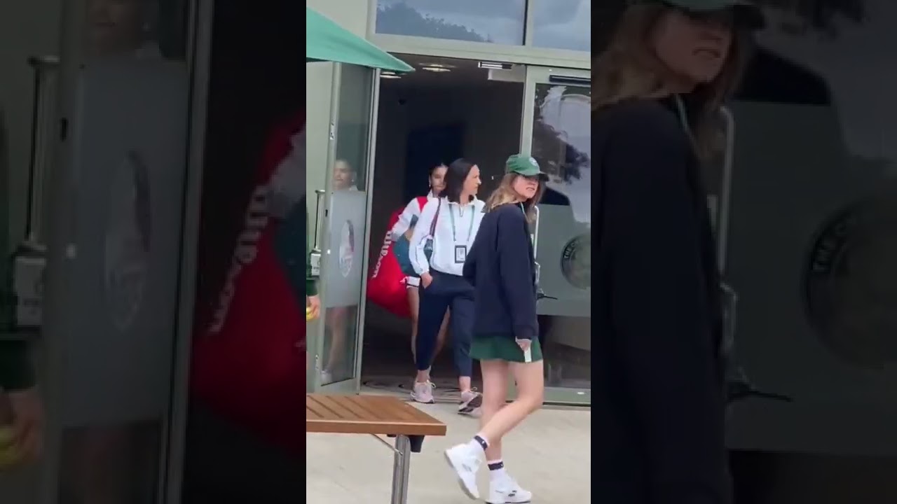 Emma Raducanu walking to training yesterday 