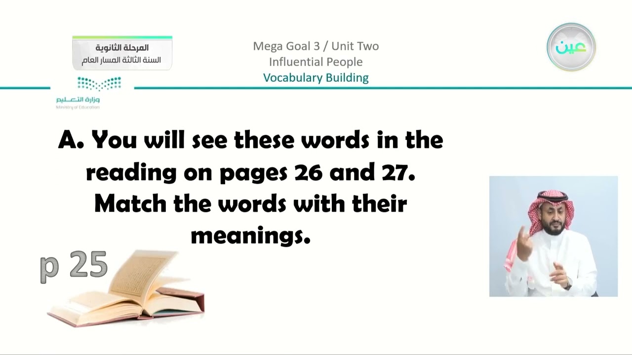 Unit 2 Influential People6.Pronunciation7.Vocabulary Buildingاللغة الإنجليزية (3) - المرحلة الثانوية