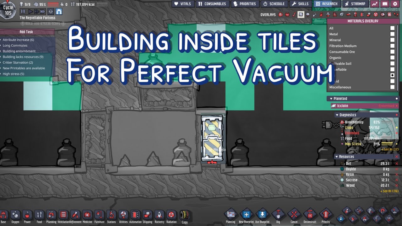 Perfect Vaccuum Exploit: Mechanized Door INSIDE Insulted Tile Oxygen Not Included