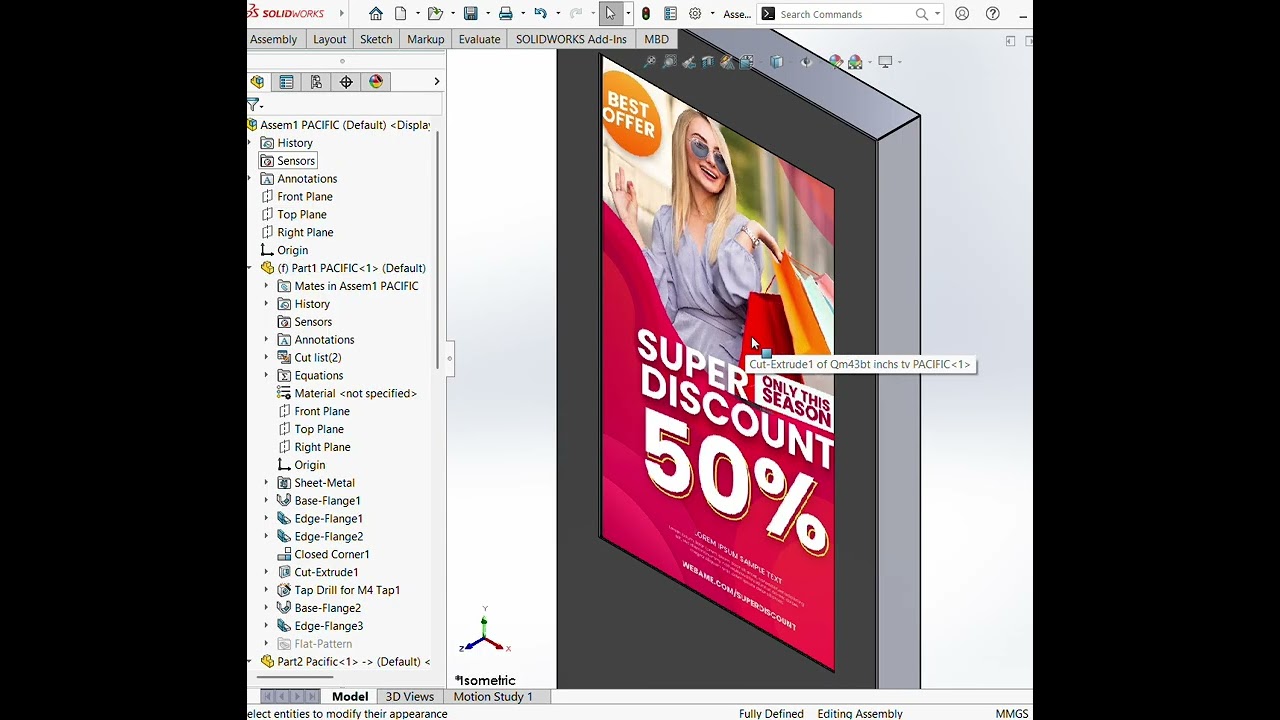 Sheet Metal Design in solidwork LED Display For Advertising Standy 