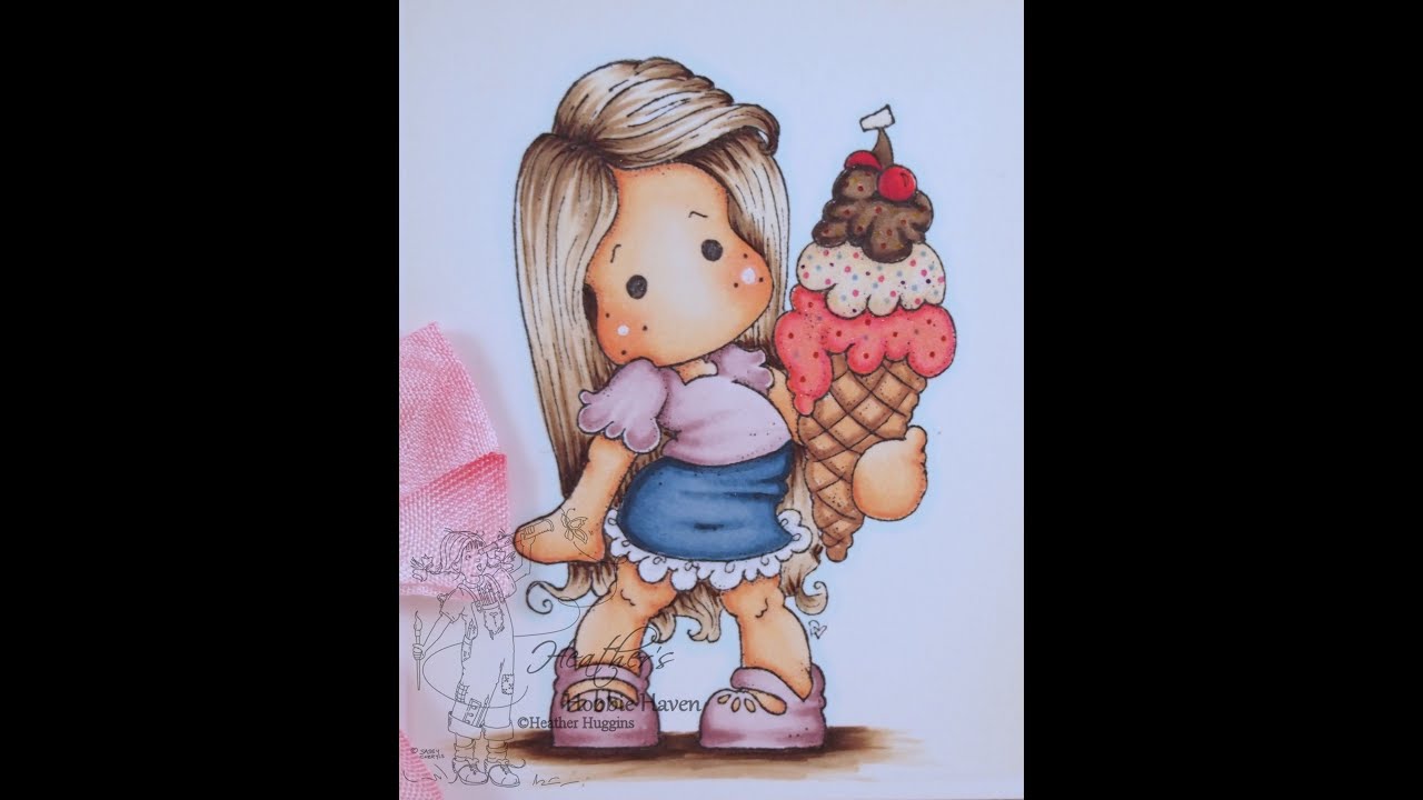Tilda with Cherry Ice Copic Coloring Card Kit - YouTube