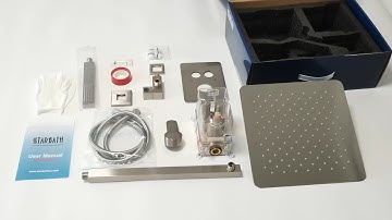 STARBATH Shower System Two Function Push Button Wall Mounted Brushed Nickel Unboxing