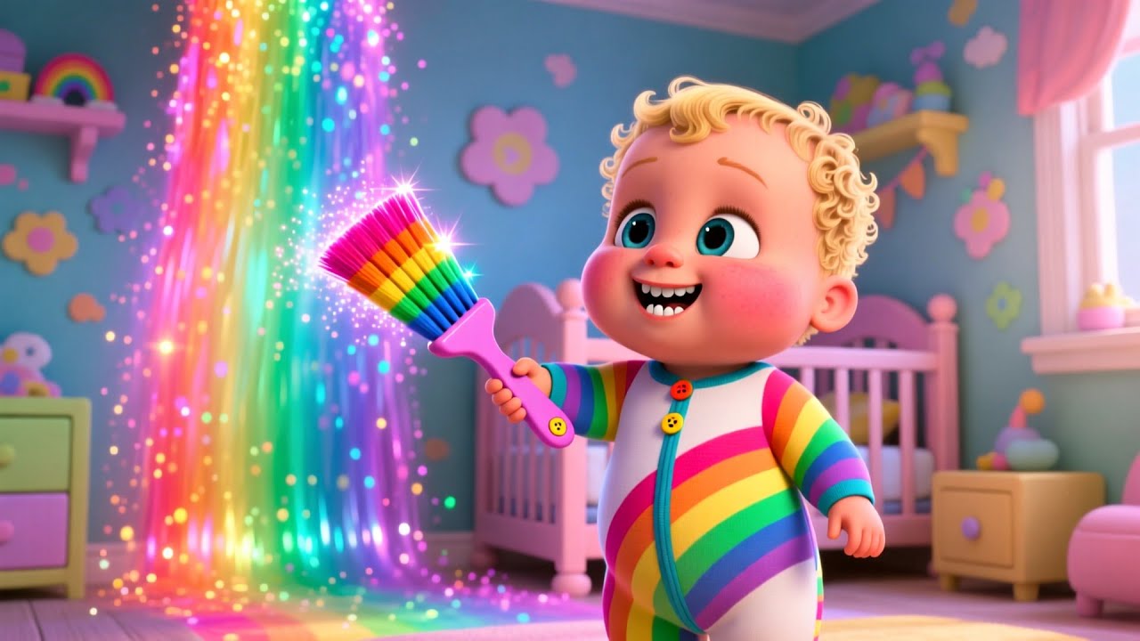 Baby BrushTime Rainbow Hop 🪥🌈 Fun Brushing & Color Learning Song for Kids | Nursery Rhyme