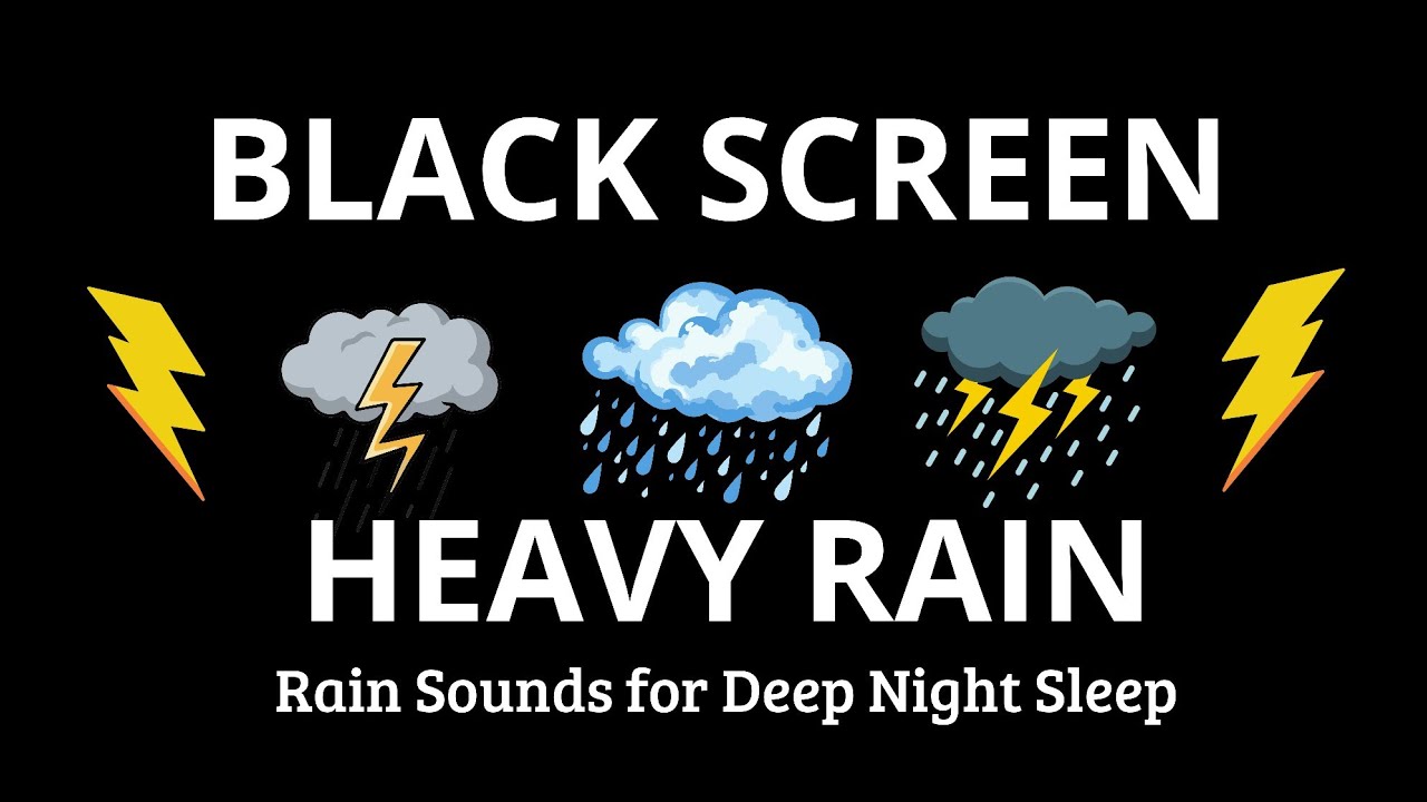 Heavy Rain and Continuous Thunder Sounds | BLACK SCREEN Deep Storm for Sleep