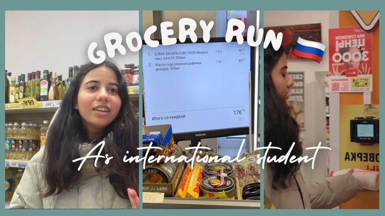 Grocery shopping in Russia 🇷🇺 | Student life- International and broke
