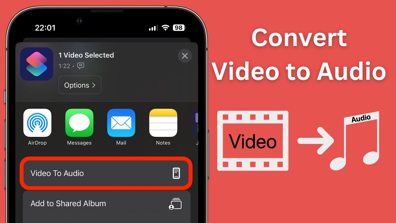 How to Convert Video to Audio on iPhone using Shortcuts