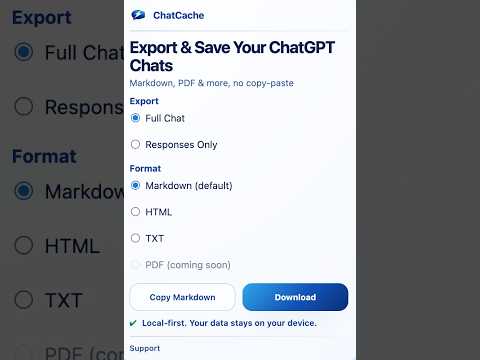Chat Cache - Export ChatGPT to PDF, Word & NotebookLM video preview 2