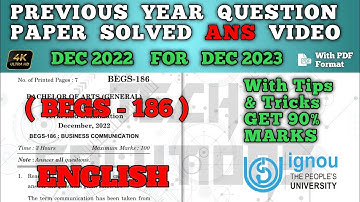 Begs 186 Solved question paper dec 2022 for dec 23 in English | Begs 186 Study material Dec 2023