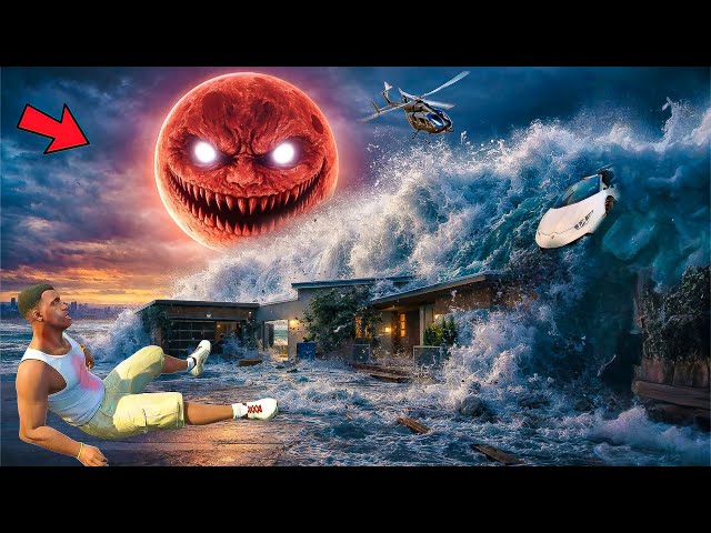 🌕 Moon Wakes Up! Tsunami Attacks Los Santos 😱 | Franklin Survives End of World GTA 5 Telugu | Part 3