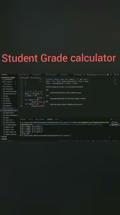 student Grade calculator in python #pythonprogramming #pythontutorial # ...