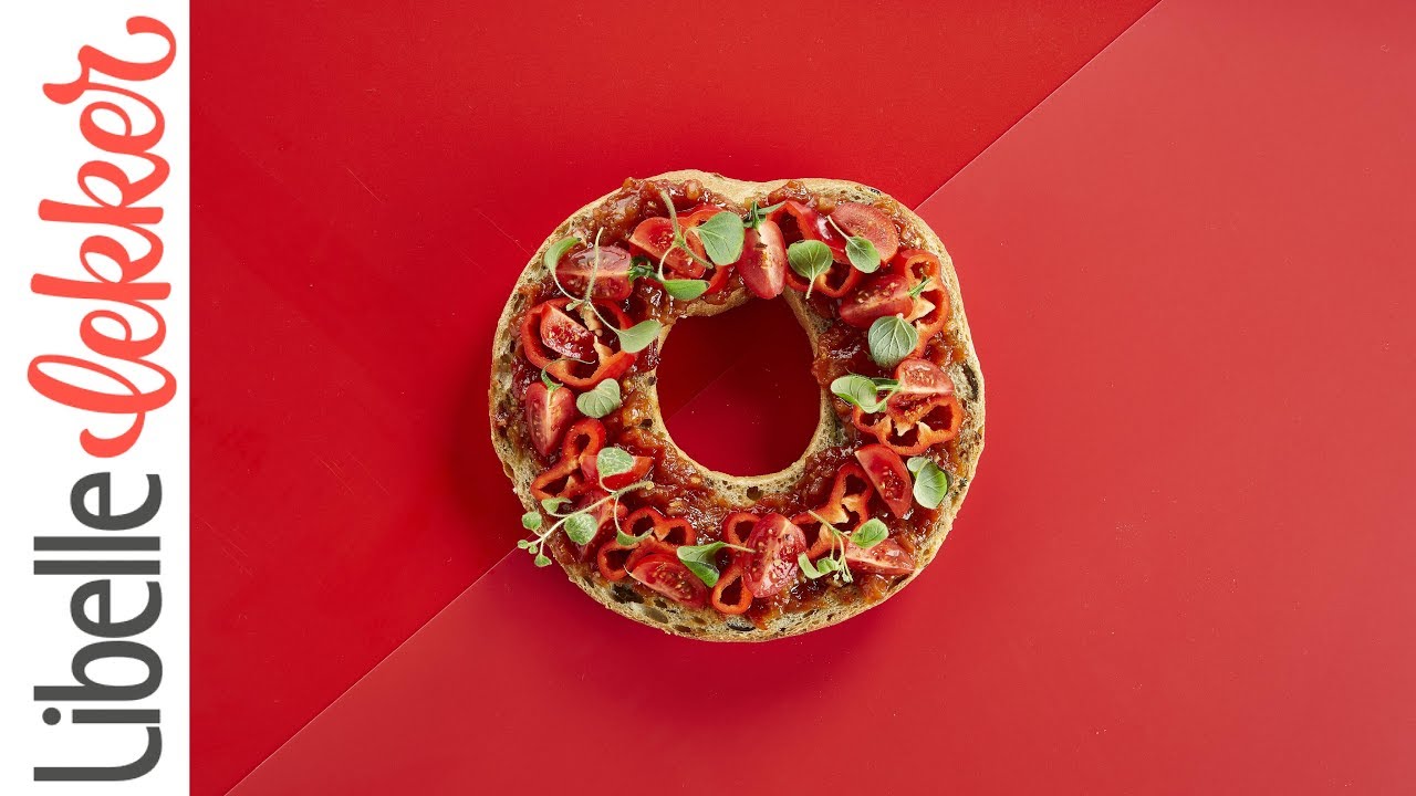 Veggie broodbeleg: bagel met tomatencompote