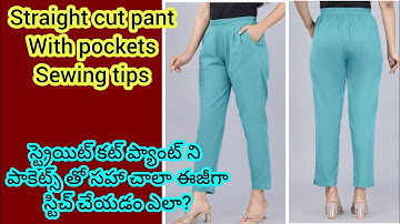 Straight cut pant with pockets stitching tutorial ||Very easy method || Sewing tips for beginners