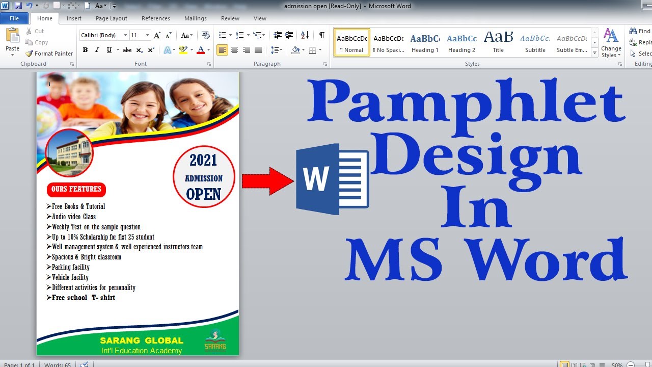 How to make Pamphlet Design in Ms word || Admission open Pamphlet
