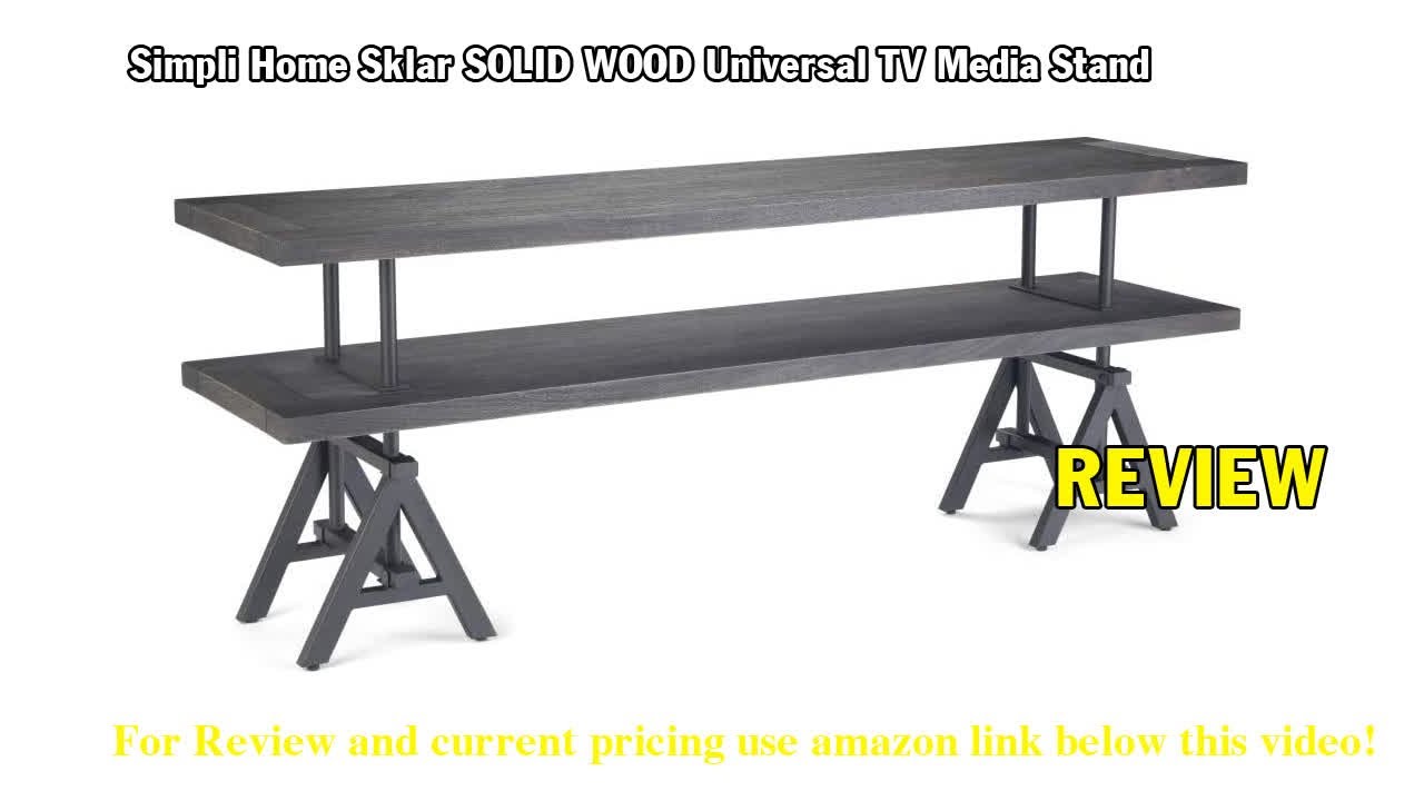 Review Simpli Home Sklar Solid Mango Wood 72 inch Wide Modern Industrial TV Media Stand in Distress