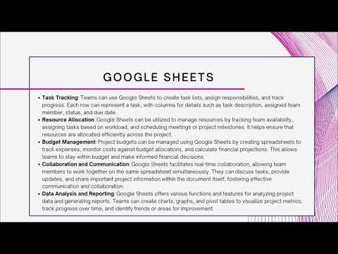 Module 4 - Project Management Tools & Software - Google Sheets