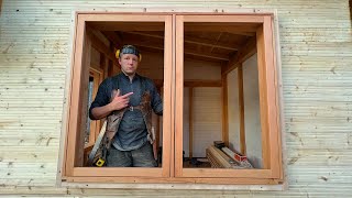 Installing Wood Windows In My Off Grid Cabin and Cleaning Up The Property!!