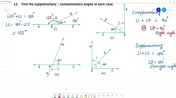 6 TN Maths Term I  4.GEOMETRY |  Exercise 4.2 | 12. Find the supplementary/ complementary angles