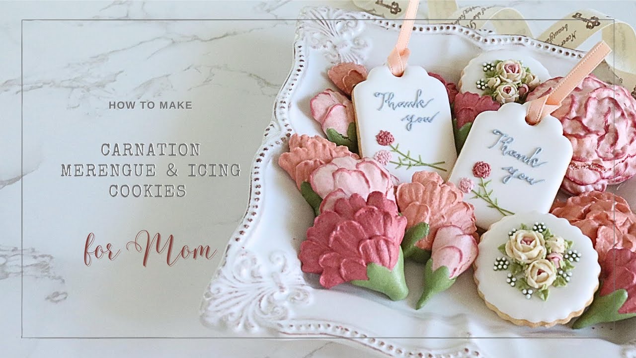 Гвоздичное печенье с меренгой ко Дню матери｜ Клубничное печенье с меренгой｜ Печенье с глазурью