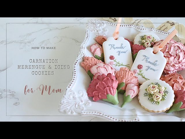 Carnation Meringue Cookies for Mother's Day｜ Strawberry Meringue