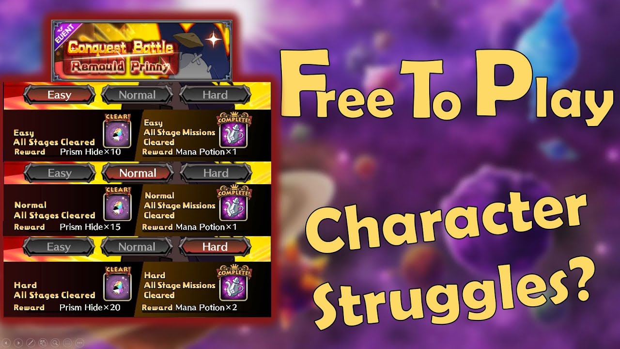 NEW Conquest Battle Event! FULL CLEAR Easy/Normal as a Free-to-play! Disgaea RPG