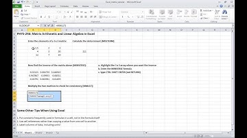 Excel matrix functions