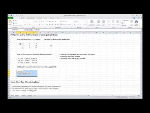Excel matrix functions