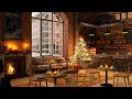 Winter Coffee Shop Christmas Ambience with Relaxing Christmas Jazz Music and Crackling Fireplace