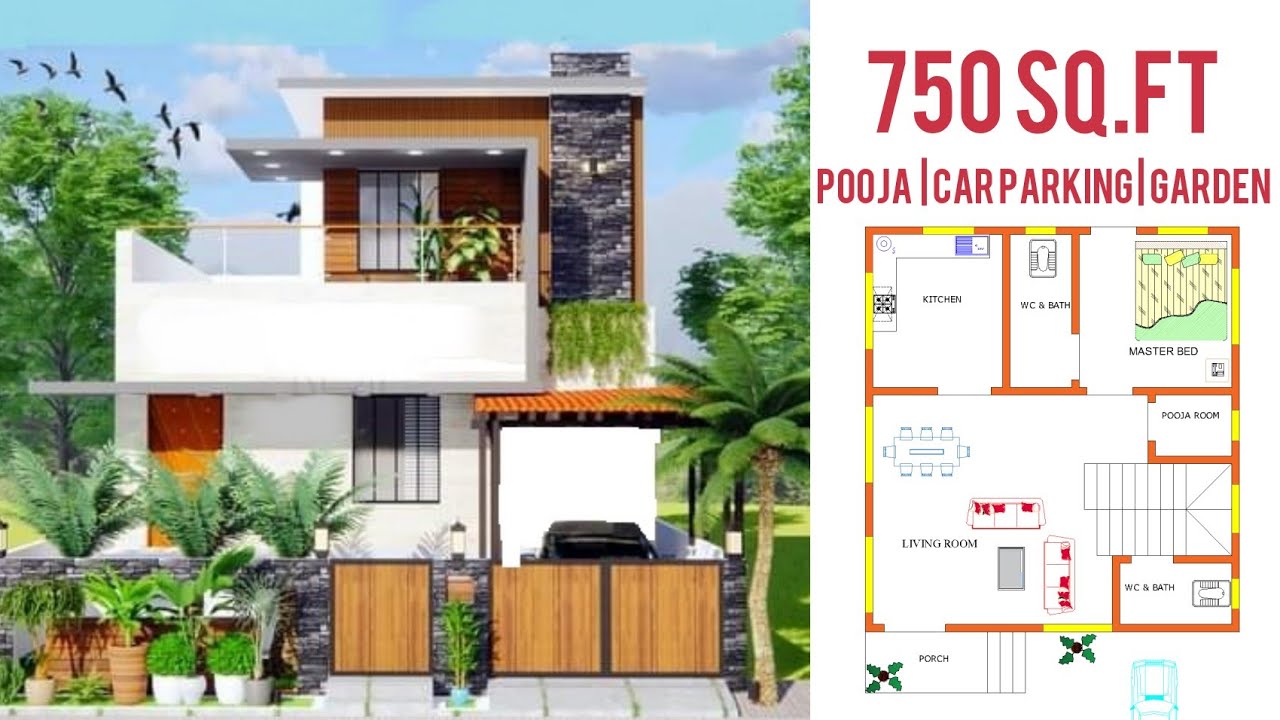 750 Sq.Ft Home Design || 25 X 30 House Plan || House Plan With Elevation||  25X30 1Bhk Ghar Ka Naksha - Youtube
