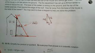 CPM CC3 Chapter 10 Closure #10-79 (Using Pythagorean Theorem to solve a word problem)