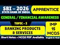 Banking Products &amp; Services MCQS | SBI Apprentice 2026 General Financial Awareness PDF Notes | SBI