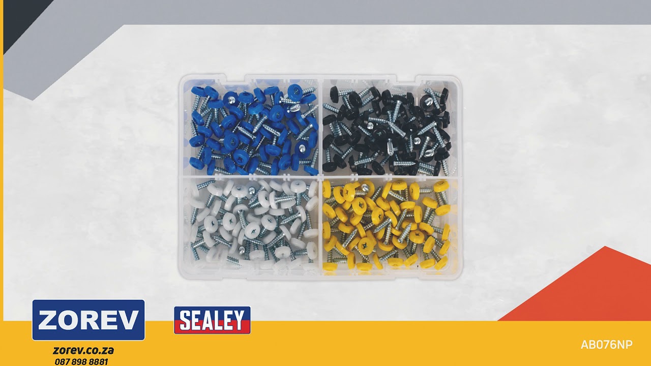 Numberplate Screw Assortment 200pc 4.8mm x 18mm Plastic Enclosed Head Model No : AB076NP