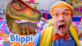 Blippi Finds A Dinosaur In A Ballpit! | Indoor Playground | Educational Animal Videos for Kids