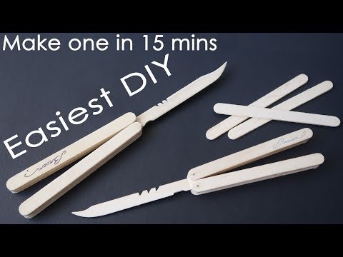 EASIEST way to make popsicle stick butterfly knife - DIY 2018