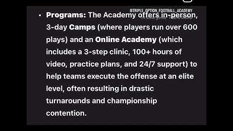 About the Triple Option Football Academy