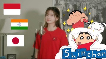 Shinchan Theme Song ( JAP, INDO, HINDI ) | Shania Yan Cover