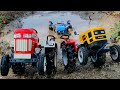 Ace tractor stuck in the mud  swaraj 963 fe tractor and hmt tractor rescue from mud  kids