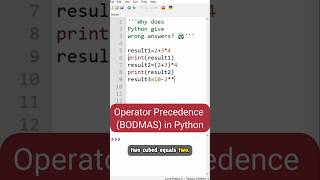 Operator Precedence (BODMAS) in Python #PythonBasics #MathInPython #OrderOfOperations