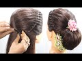 new bun hairstyle for wedding and party | easy party hairstyle | simple flower bun hairstyles