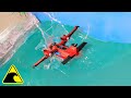 Lego plane crashes  wave machine vs airplane survivors  lego experiment