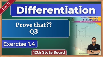 Differentiation | EX 1.4 | Q No. 3 | Lec 21 | Parametric Function |Class 12|Maharashtra State Board|