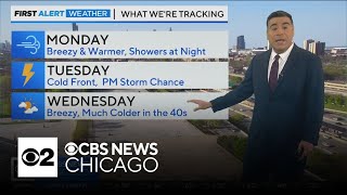 Breezy and warmer in Chicago Monday, showers at night