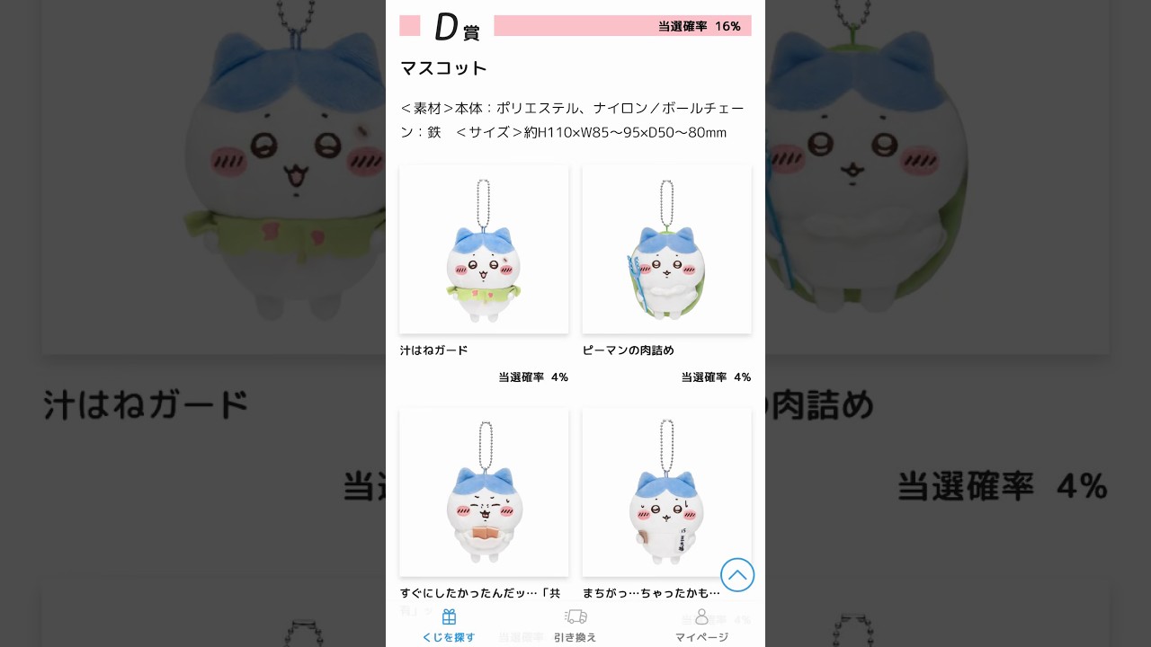 ちいかわ ハチワレだらけくじ B賞 C賞 ピーマン肉つめ ちいかわ