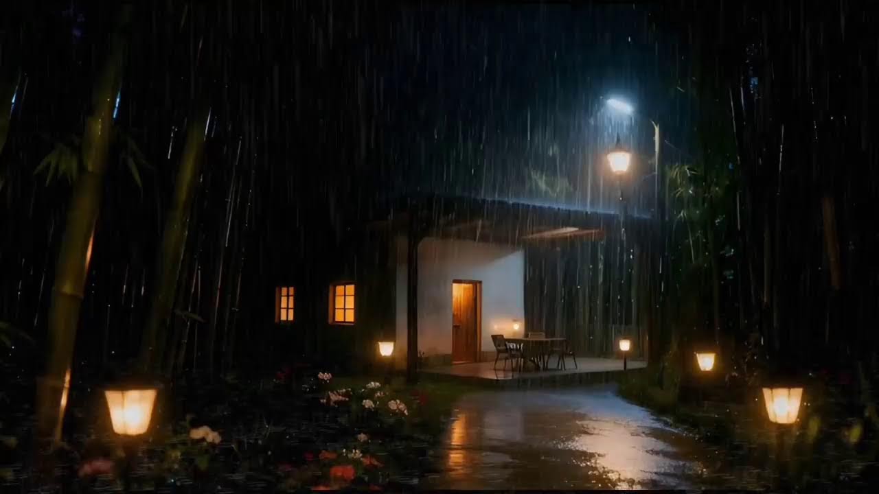 Heavy Rain Lulls You to Sleep in a Peaceful Village Makes You Relax and Calm
